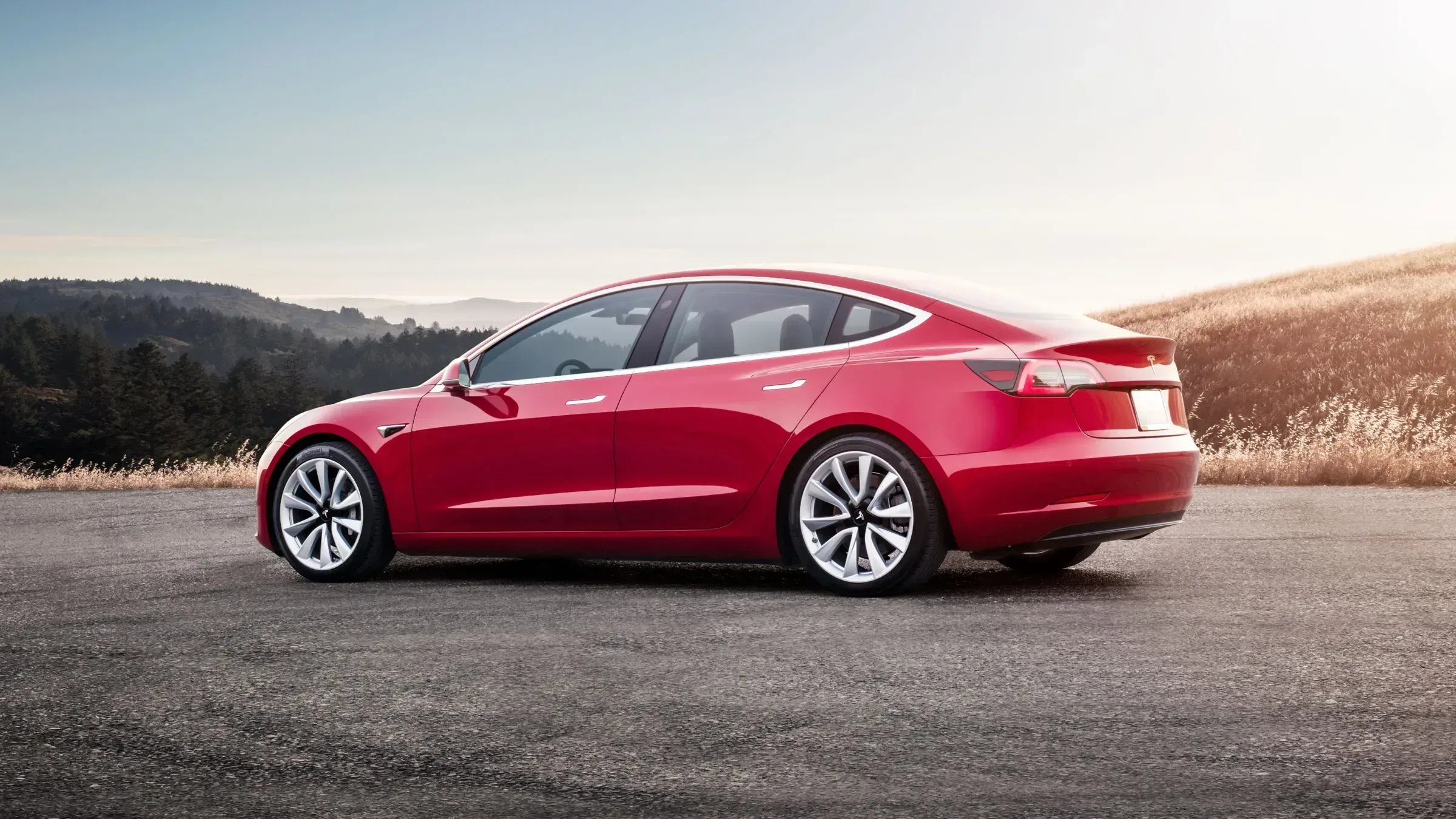 Model 3 Red Rear Sunset 2